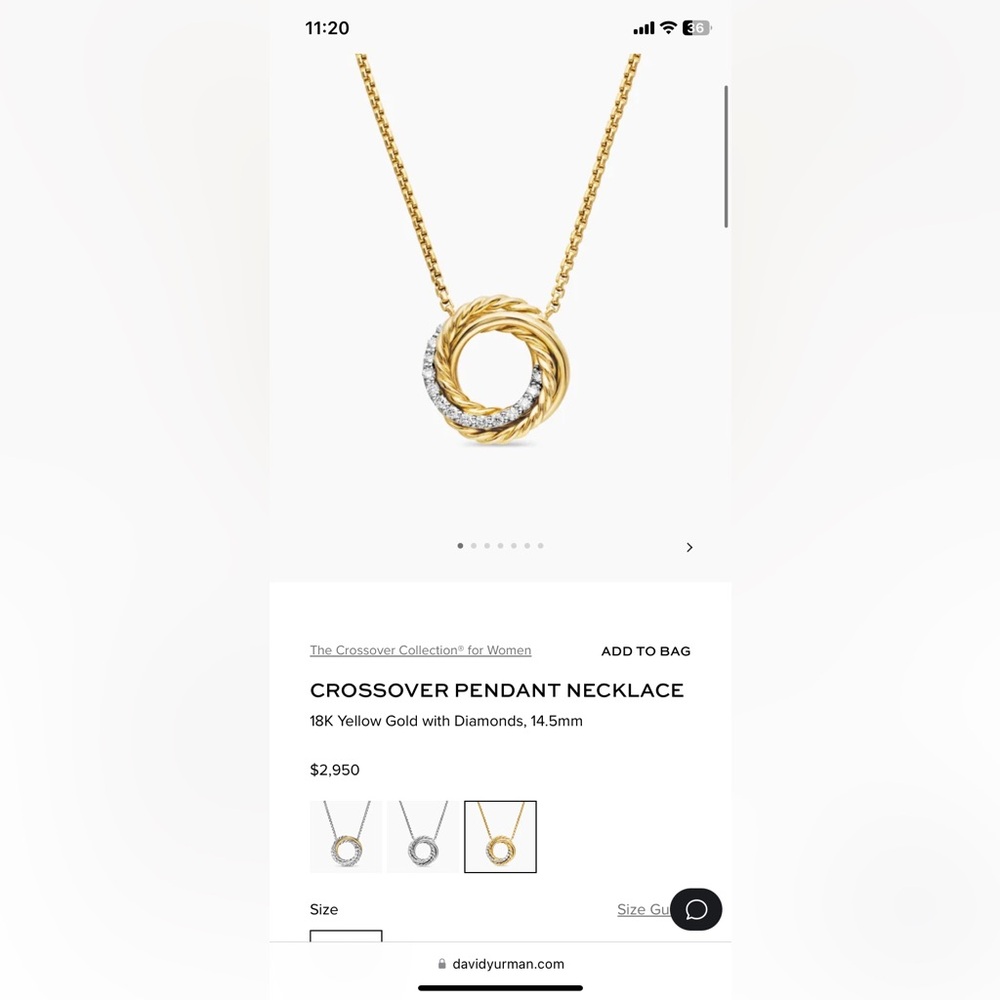 Crossover Pendant Necklace in Gold and Silver